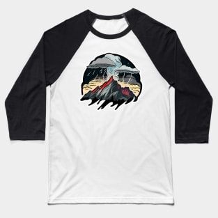 Dark Mountain Storm Sticker Baseball T-Shirt